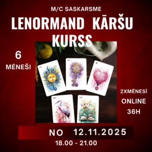 KURSI // 12.11.25 sākums // Lenormand kāršu kurss ONLINE @ 2x mēnesī trešdienu vakaros/ 6 mēneši / 50 € par mēnesi / pasniedz Sanita Heinberga